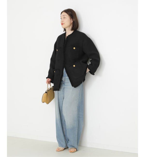 journal standard L'essage「GIOLICAツイードBIGジャケット」|ノーカラージャケット|