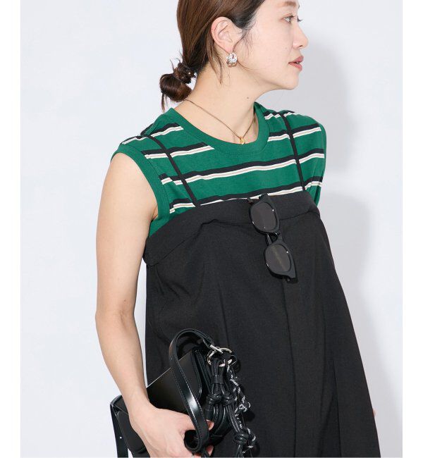 JOURNAL STANDARD「《追加4》汗ジミ防止天竺ボーダーノースリーブ」|Tシャツ・カットソー|