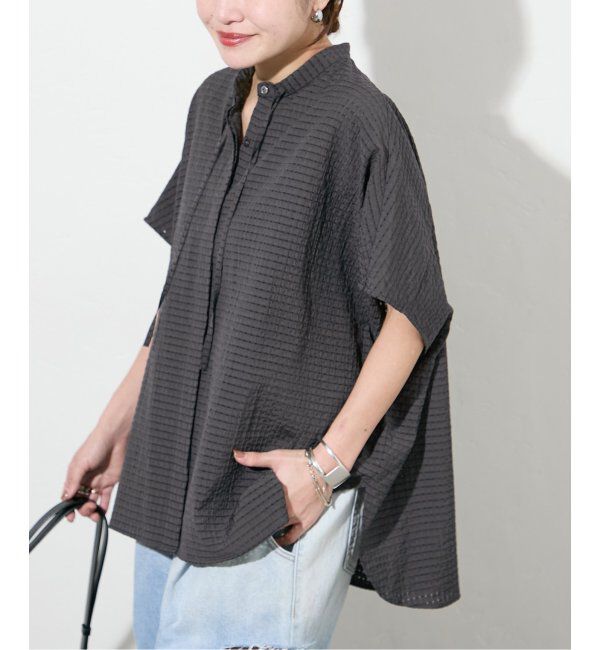 JOURNAL STANDARD「《追加2》シアーチェックポンチョブラウス」|シャツ・ブラウス|ブラック D