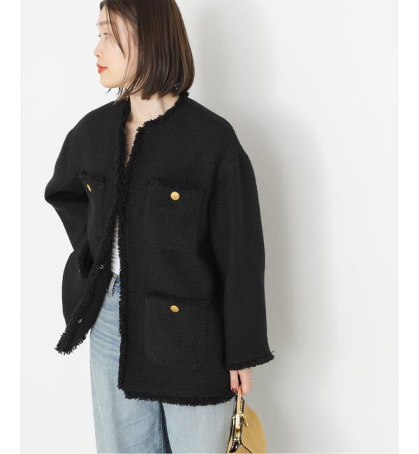 journal standard L'essage「《追加2》GIOLICAツイードBIGジャケット」|ノーカラージャケット|