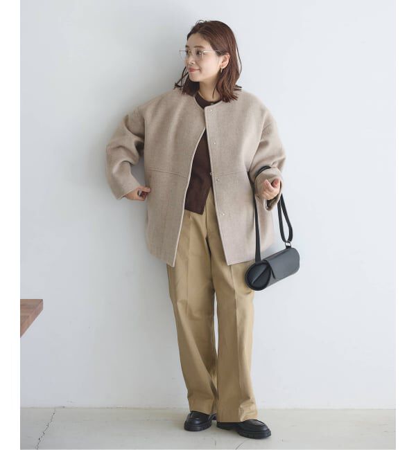 JOURNAL STANDARD「《追加4》スーパー140ビーバーノーカラーショートコート」|ノーカラーコート|