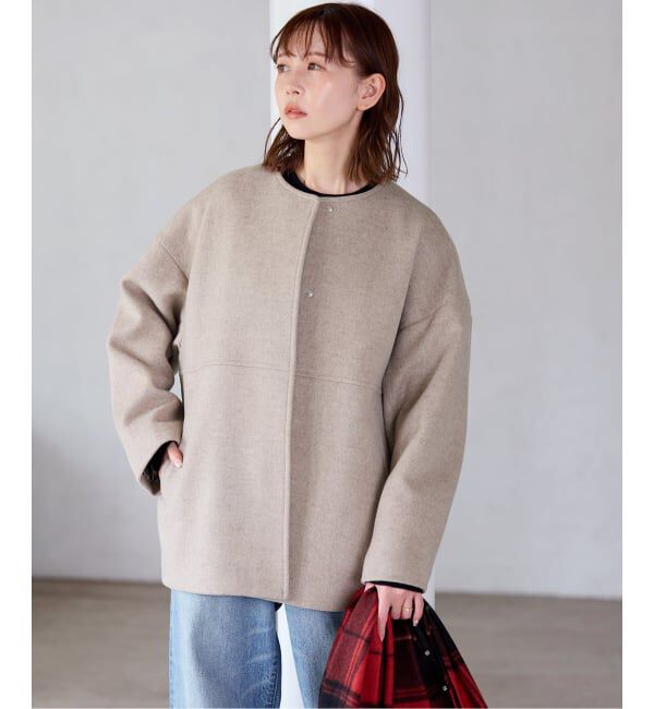 JOURNAL STANDARD「《追加4》スーパー140ビーバーノーカラーショートコート」|ノーカラーコート|