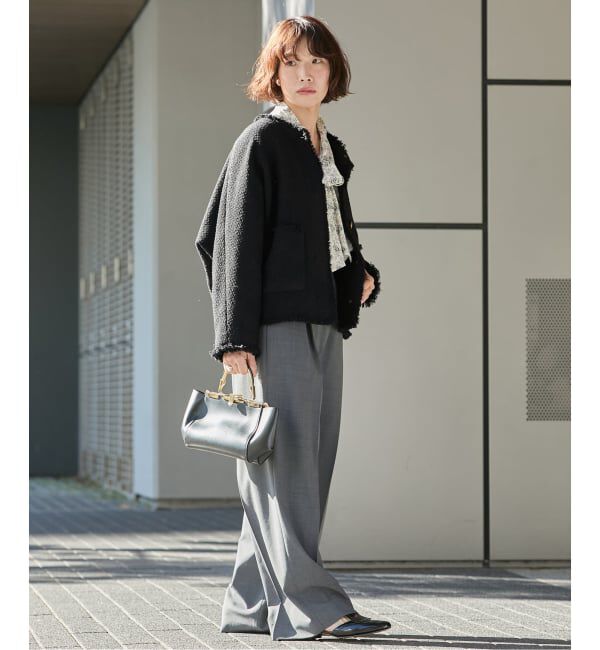 journal standard L'essage「《追加5》【金子綾さん着用】GIOLICATWEED ドルマンジャケット」|ノーカラージャケット|