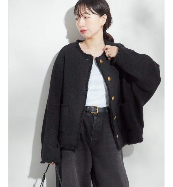 journal standard L'essage「《追加5》【金子綾さん着用】GIOLICATWEED ドルマンジャケット」|ノーカラージャケット|