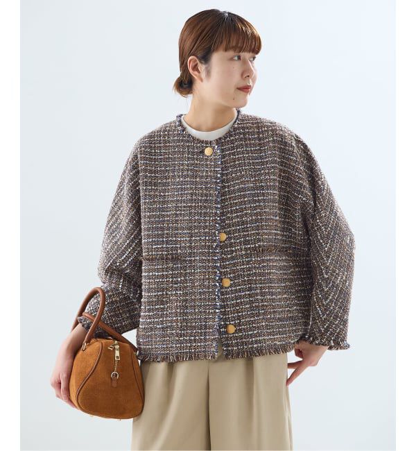 journal standard L'essage「《追加5》【金子綾さん着用】GIOLICATWEED ドルマンジャケット」|ノーカラージャケット|