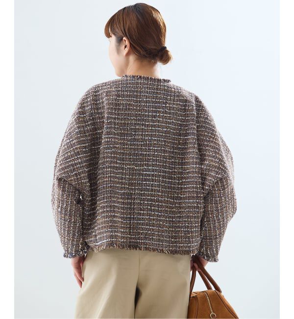 journal standard L'essage「《追加5》【金子綾さん着用】GIOLICATWEED ドルマンジャケット」|ノーカラージャケット|