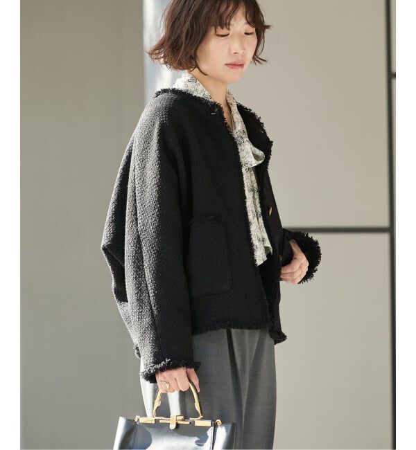 journal standard L'essage「《追加5》【金子綾さん着用】GIOLICATWEED ドルマンジャケット」|ノーカラージャケット|