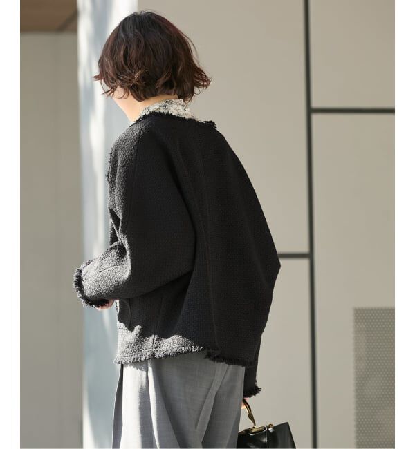 journal standard L'essage「《追加5》【金子綾さん着用】GIOLICATWEED ドルマンジャケット」|ノーカラージャケット|