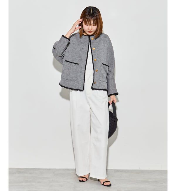 journal standard L'essage「カラミTWEEDドルマンジャケット」|ノーカラージャケット|