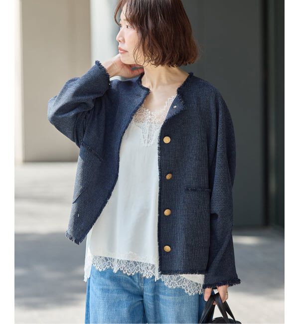 journal standard L'essage「カラミTWEEDドルマンジャケット」|ノーカラージャケット|