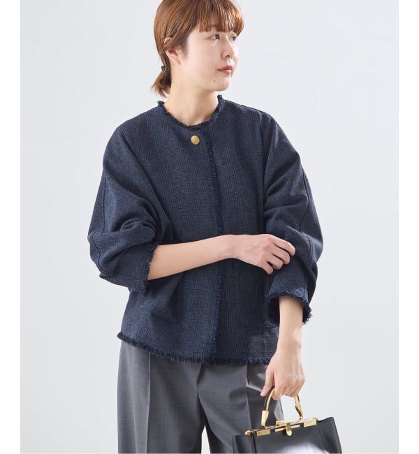 journal standard L'essage「カラミTWEEDドルマンジャケット」|ノーカラージャケット|