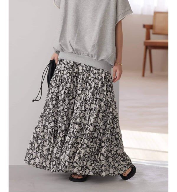 JOURNAL STANDARD relume「《WEB限定追加 / 新色》コットンボイルクリンクルティアードスカート（柄）」|スカート|