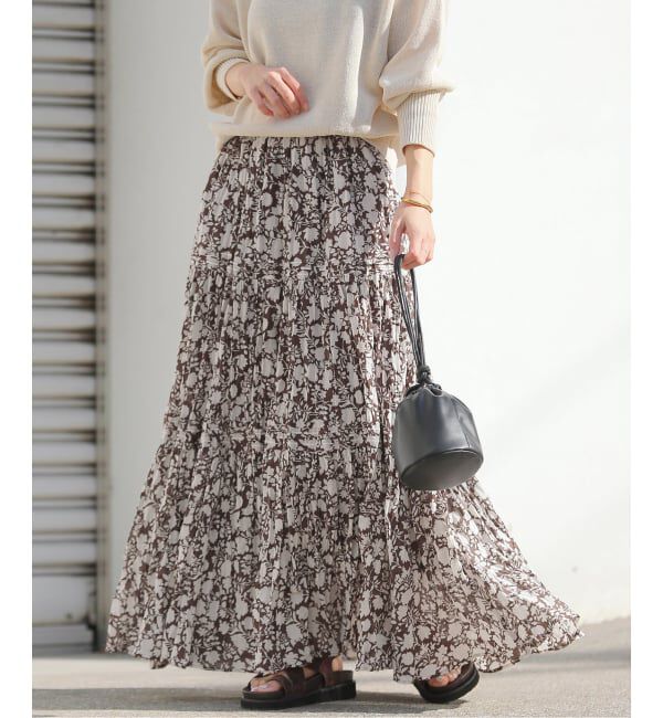 JOURNAL STANDARD relume「《WEB限定追加 / 新色》コットンボイルクリンクルティアードスカート（柄）」|スカート|