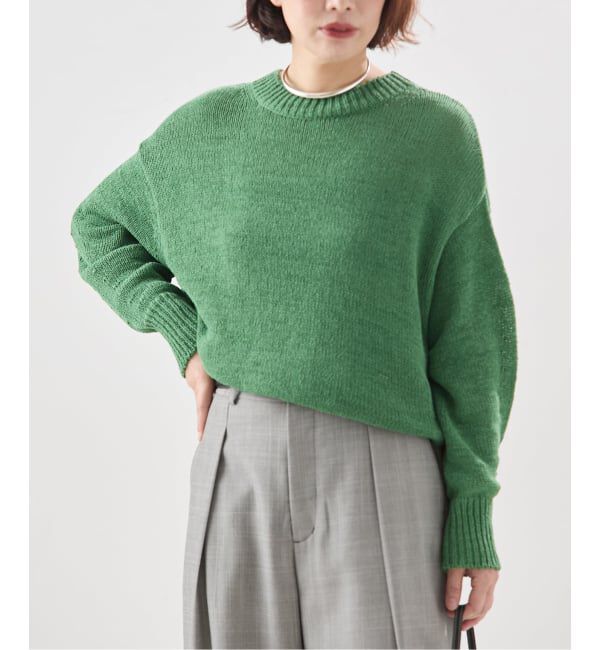 journal standard L'essage「【金子綾さん着用】コットンTAPEワイドプルオーバー」|ニット・セーター|グリーン