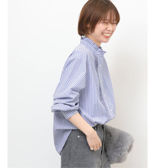 JOURNAL STANDARD relume「《WEB限定追加予約》フリルネックドビーストライプシャツ」|シャツ・ブラウス|