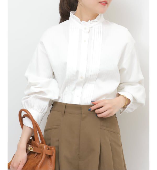 JOURNAL STANDARD relume「《WEB限定追加予約》フリルネックドビーストライプシャツ」|シャツ・ブラウス|