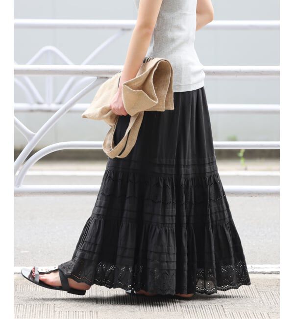 JOURNAL STANDARD relume「《WEB限定追加予約2》コットンボイルタック刺繍ロングスカート」|スカート|