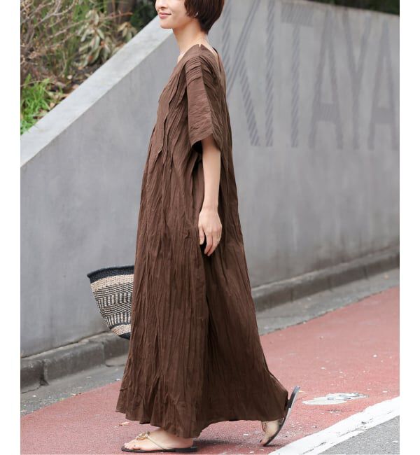 JOURNAL STANDARD relume「《追加予約 / 新色》コットンボイルクリンクルタックカフタンワンピース」|ワンピース|