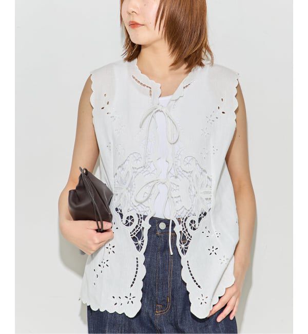 journal standard L'essage「《予約》刺しゅうレースベスト」|ベスト・ジレ|