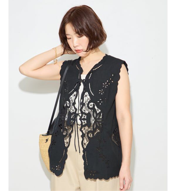 journal standard L'essage「《予約》刺しゅうレースベスト」|ベスト・ジレ|