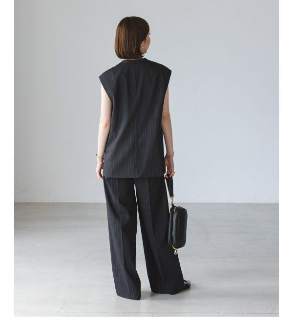 NOBLE「【洗える】ストライプツイルストレッチスラックスパンツ」|スラックス|