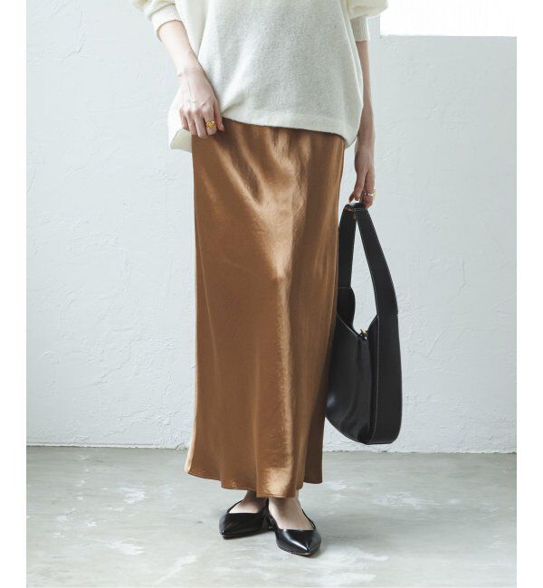 NOBLE「《追加》ナローAラインサテンスカート 2」|スカート|