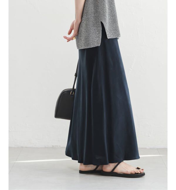 NOBLE「《追加2》キュプラナローAラインスカート」|スカート|ネイビー