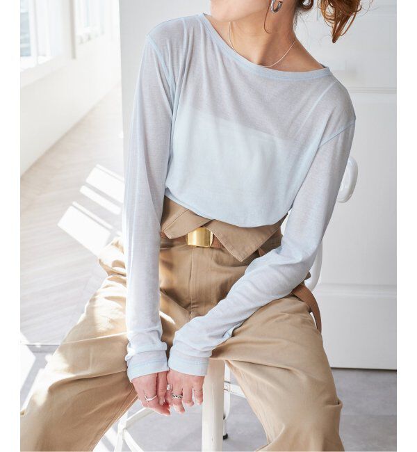 Spick and Span「《追加2》シアーボートネックプルオーバー」|Tシャツ・カットソー|サックスブルー B