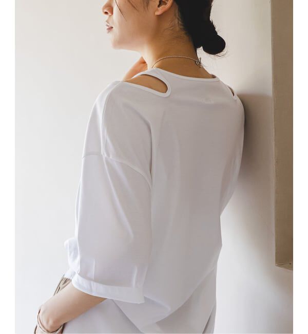 NOBLE「Room no.8/ルームエイト スムースコットンネックオープントップス」|Tシャツ・カットソー|