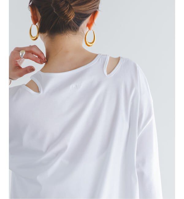 NOBLE「Room no.8/ルームエイト スムースコットンネックオープントップス」|Tシャツ・カットソー|ホワイト