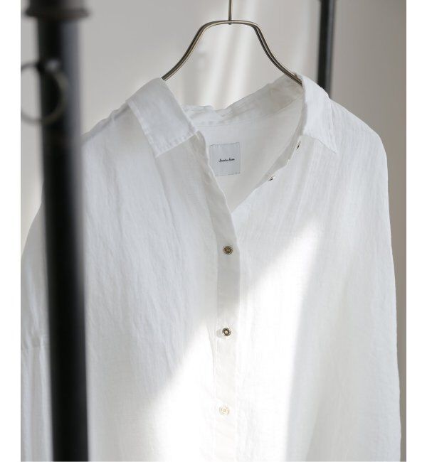Spick and Span「《ゆったりサイズ》追加 80リネンカシュクール ビッグシャツ」|シャツ・ブラウス|