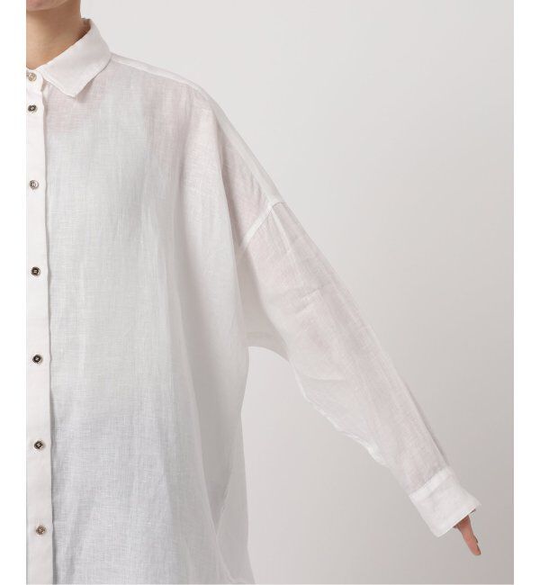 Spick and Span「《ゆったりサイズ》追加 80リネンカシュクール ビッグシャツ」|シャツ・ブラウス|