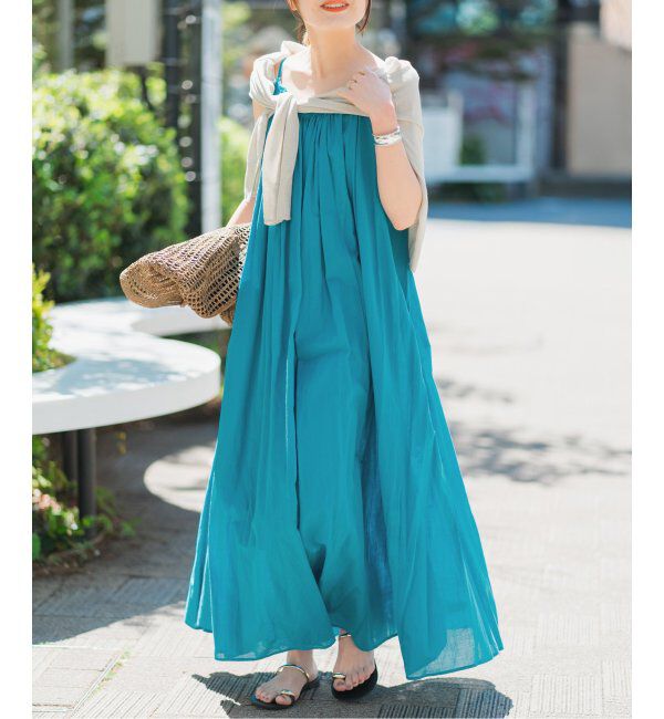 Spick and Span「HYU ギャザーワンピース」|ワンピース|ブルー