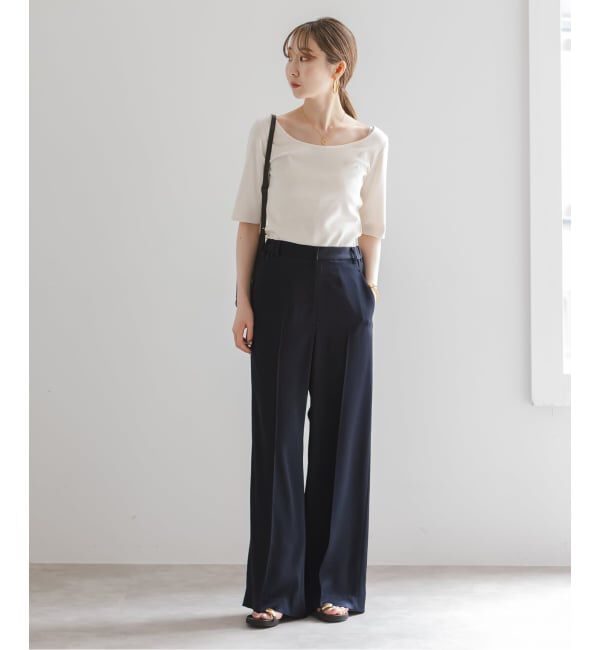 NOBLE「【洗える】ルナサテンベルテッドパンツ」|スラックス|