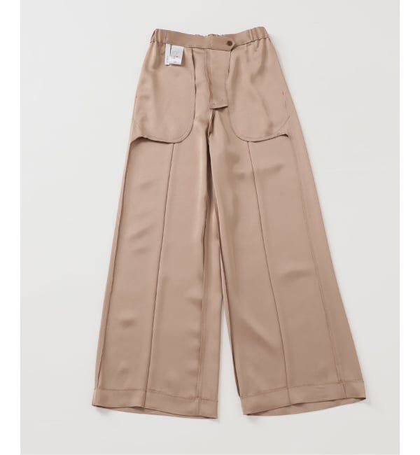 NOBLE「【洗える】ルナサテンベルテッドパンツ」|スラックス|