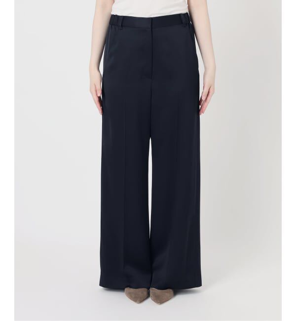 NOBLE「【洗える】ルナサテンベルテッドパンツ」|スラックス|