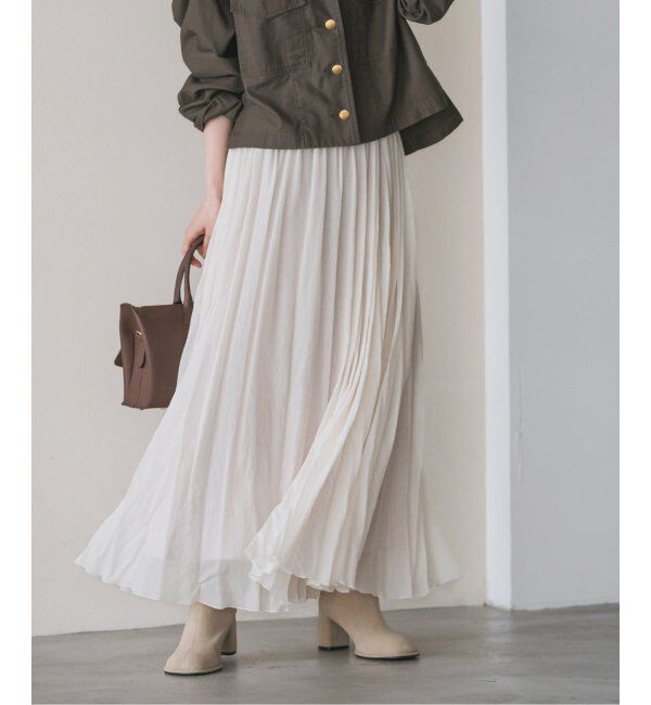 NOBLE「ヴィンテージシアーソフトプリーツスカート」|スカート|ホワイト A