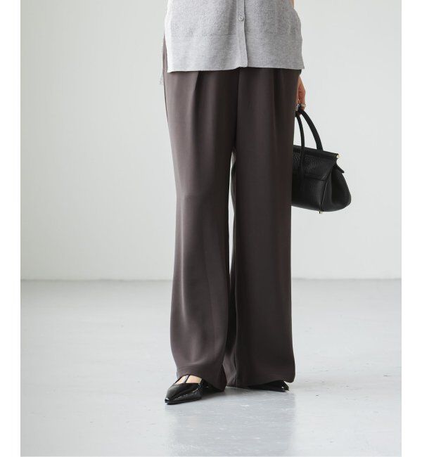 NOBLE「【洗える】ライトジョーゼットドレープパンツ」|スラックス|