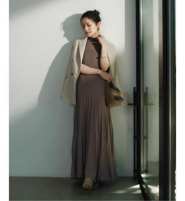 NOBLE「【NOBLE&times;L'AUBE BLANC】シアーワイドリブニットワンピース」|ワンピース|