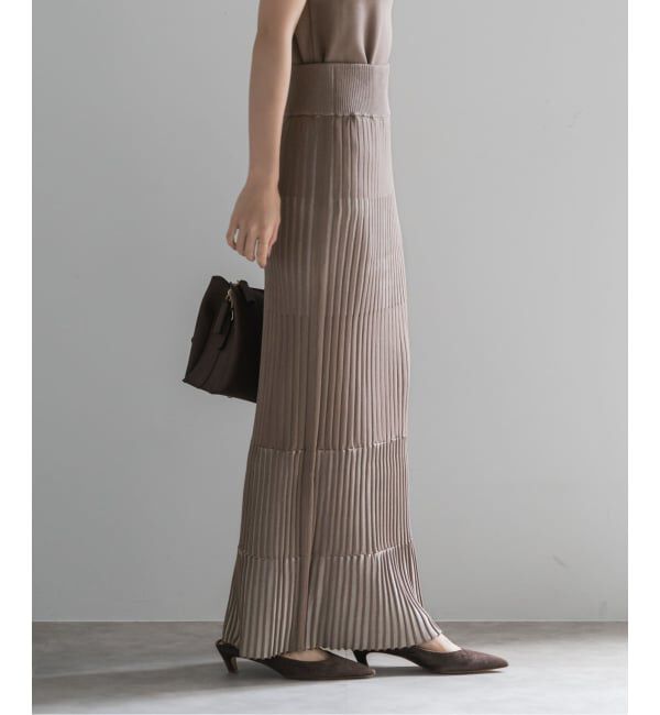 NOBLE「《追加》【洗える】ランダムバイカラーリブニットスカート」|スカート|