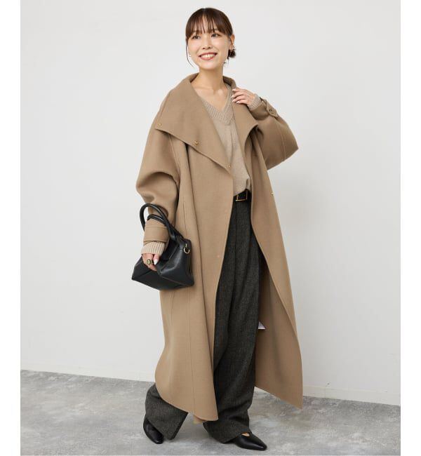 Spick and Span「《WEB限定 / 追加2》ビーバーニュアンスカラーオーバーコート」|ノーカラーコート|