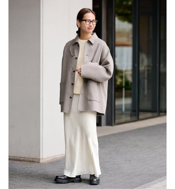 FRAMeWORK「≪追加≫ハミルトンバルカラーミドルコート」|ステンカラーコート|