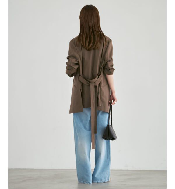 NOBLE「《セットアップ対応》麻ストレッチVカラージャケット」|ノーカラージャケット|