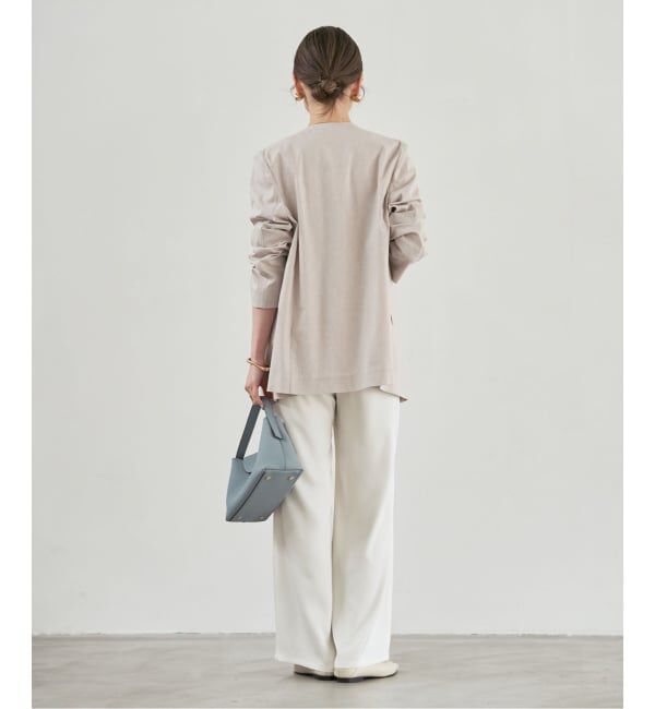 NOBLE「《セットアップ対応》麻ストレッチVカラージャケット」|ノーカラージャケット|