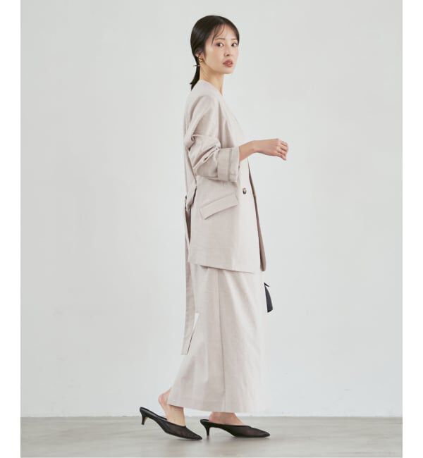 NOBLE「《セットアップ対応》麻ストレッチVカラージャケット」|ノーカラージャケット|