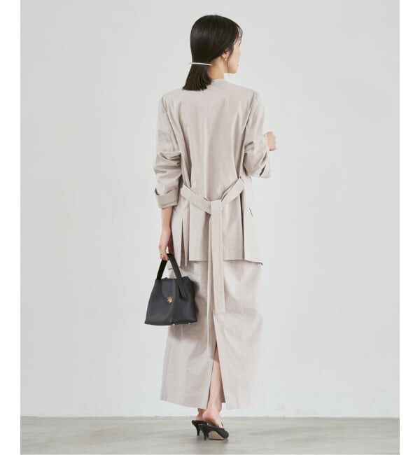 NOBLE「《セットアップ対応》麻ストレッチVカラージャケット」|ノーカラージャケット|