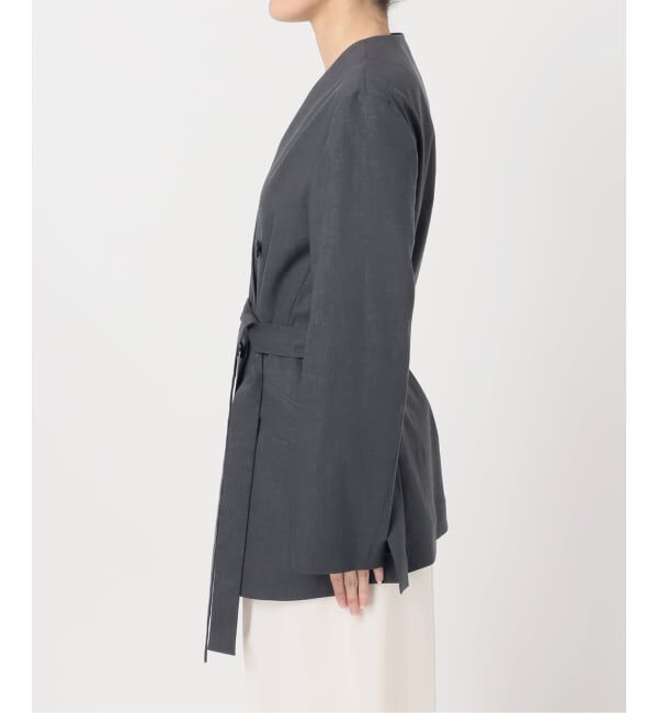 NOBLE「《セットアップ対応》麻ストレッチVカラージャケット」|ノーカラージャケット|