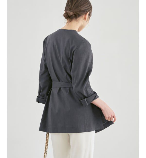 NOBLE「《セットアップ対応》麻ストレッチVカラージャケット」|ノーカラージャケット|