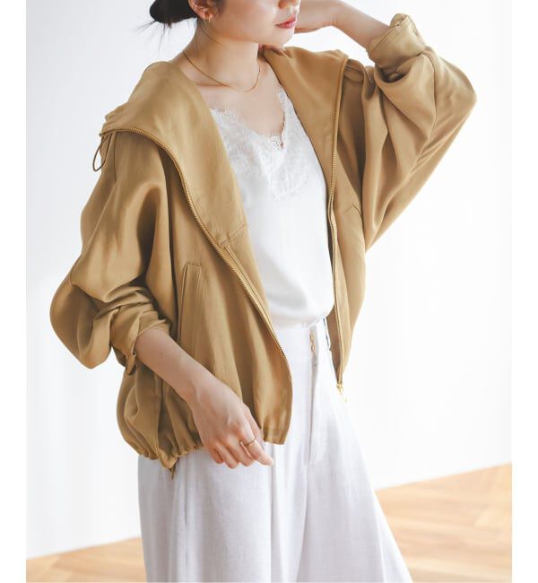 NOBLE「ミルキーサテンアノラックパーカー」|その他|キャメル