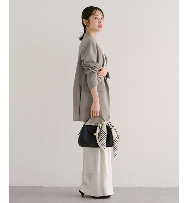 NOBLE「Vカラースキンジャケット」|ノーカラージャケット|